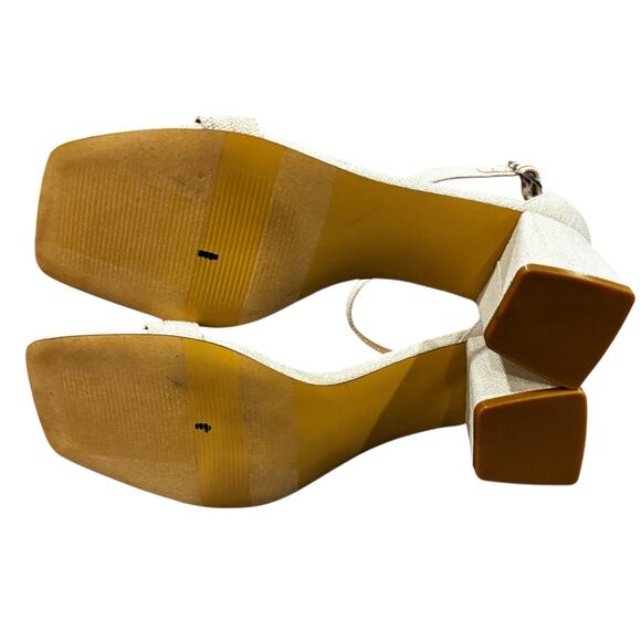 Abound Finn Ankle Strap Block Heel Sandals Size 8M Cream Casual Summer Dressy - Picture 5 of 6